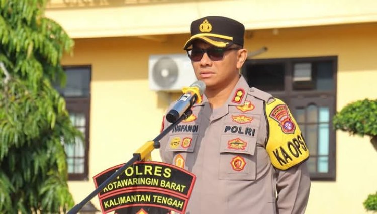 " KAPOLRES KOBAR PIMPIN APEL SIAGA UNTUK PENGAMANAN LIBUR JELANG LEBARAN IDUL FITRI 1446 H " 