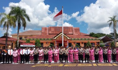 " MOMENTUM BERSEJARAH DI MAPOLRES KOBAR : PESAN KAPOLRES DALAM APEL PISAH SAMBUT BAWA SPIRIT BARU YANG MENYENTUH HATI " 